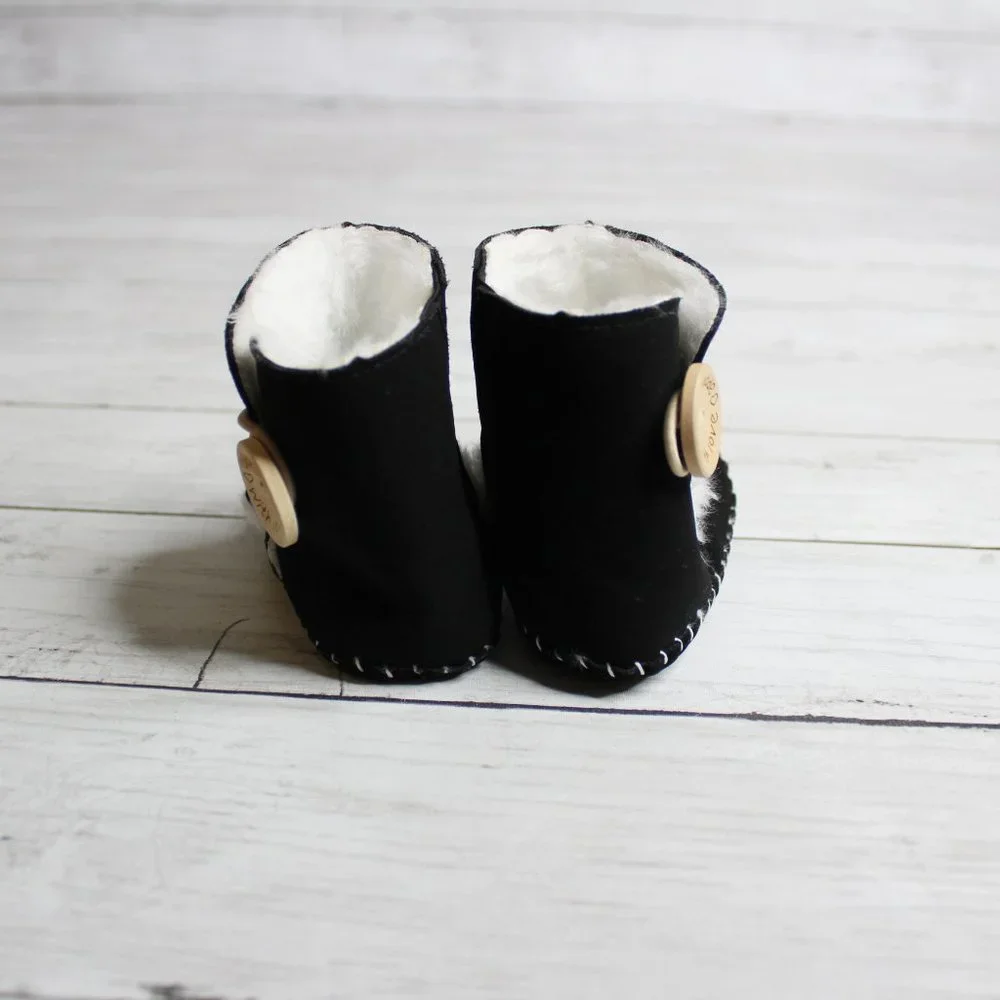 Baby Girl's Winter Booties Size 1 2 0-6 Months Black Boots